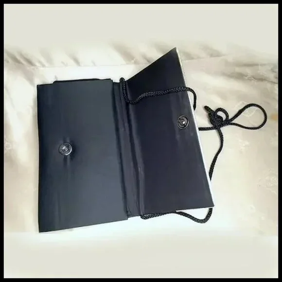 Convertible Clutch Black Gold Lame Evening Shoulder Bag Unused Vintage - Picture 3 of 15